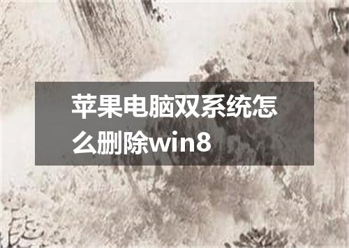 苹果电脑双系统怎么删除win8