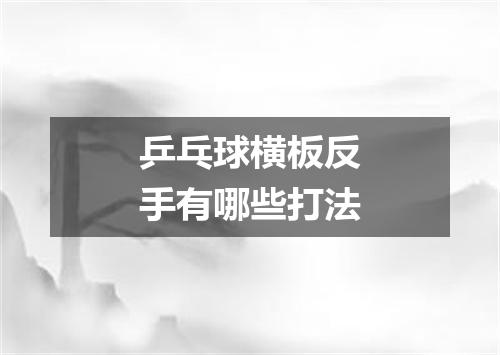 乒乓球横板反手有哪些打法