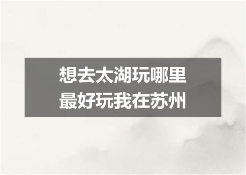 想去太湖玩哪里最好玩我在苏州