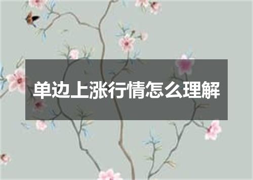 单边上涨行情怎么理解