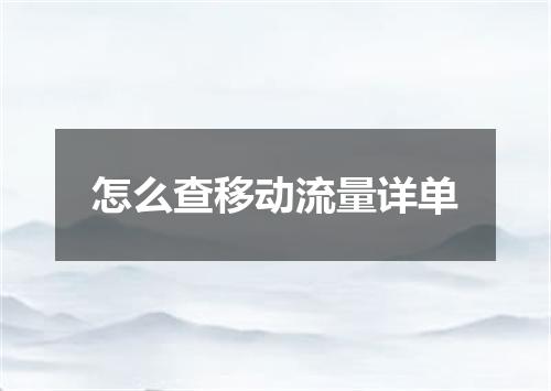 怎么查移动流量详单