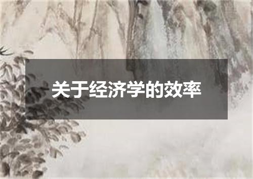 关于经济学的效率