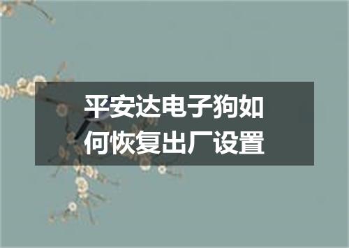 平安达电子狗如何恢复出厂设置