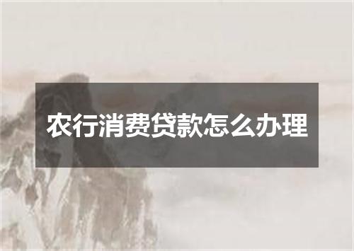 农行消费贷款怎么办理