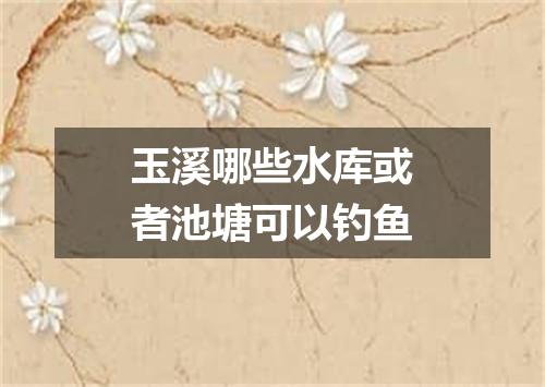 玉溪哪些水库或者池塘可以钓鱼