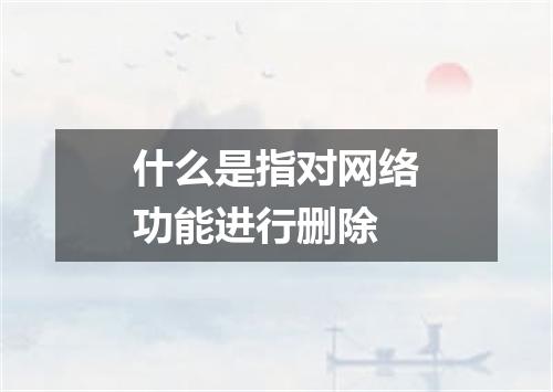 什么是指对网络功能进行删除