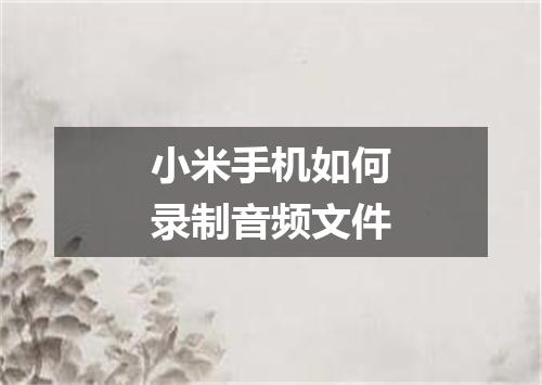 小米手机如何录制音频文件