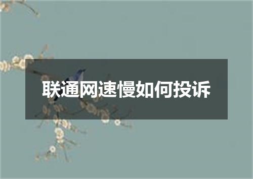 联通网速慢如何投诉
