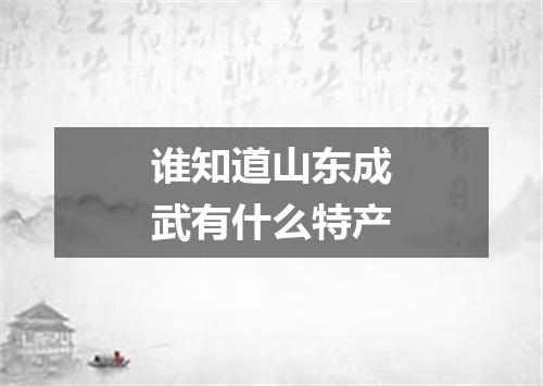 谁知道山东成武有什么特产