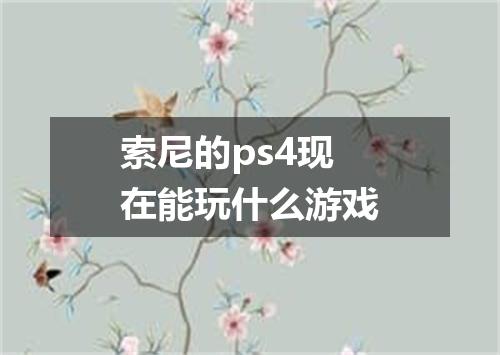 索尼的ps4现在能玩什么游戏