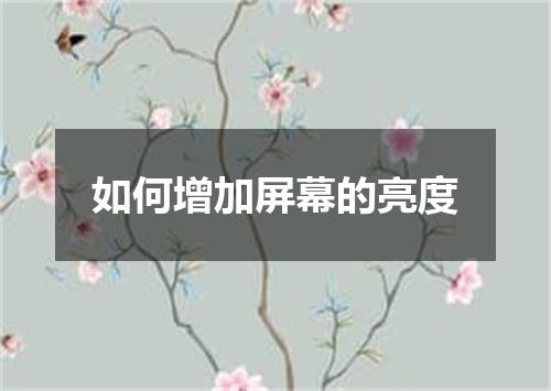 如何增加屏幕的亮度