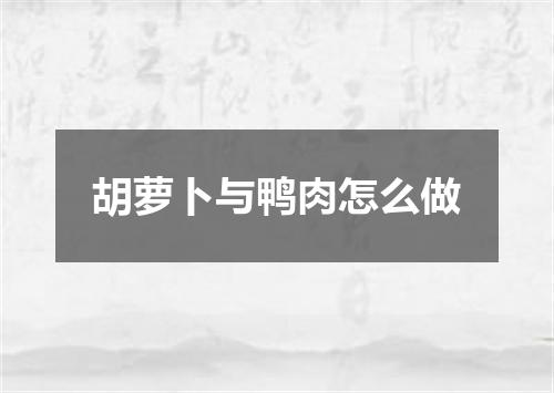 胡萝卜与鸭肉怎么做