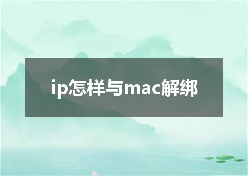 ip怎样与mac解绑