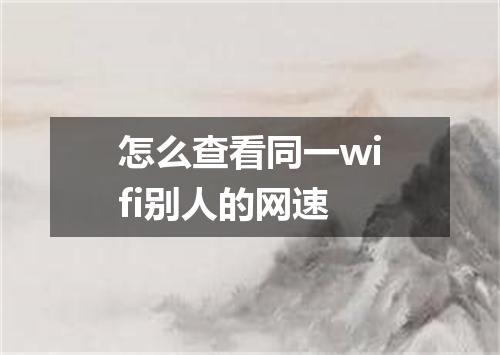 怎么查看同一wifi别人的网速