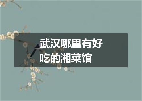 武汉哪里有好吃的湘菜馆