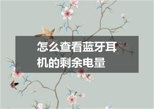 怎么查看蓝牙耳机的剩余电量