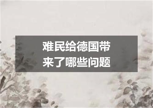 难民给德国带来了哪些问题