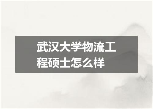 武汉大学物流工程硕士怎么样
