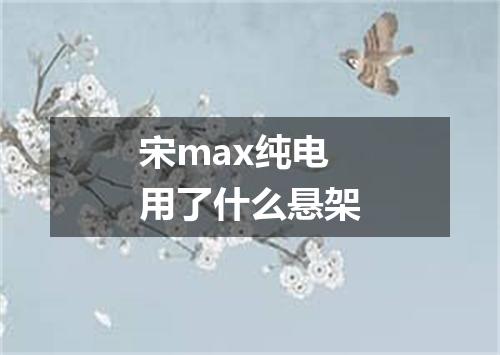 宋max纯电用了什么悬架