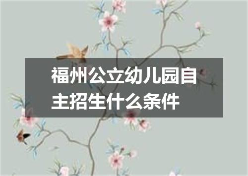 福州公立幼儿园自主招生什么条件