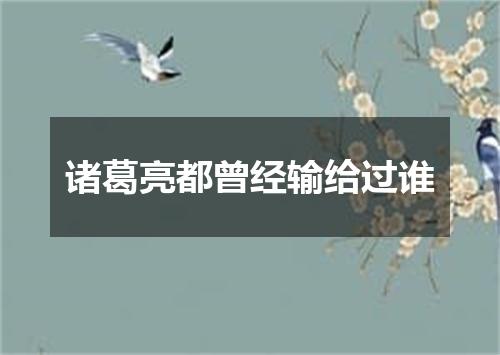 诸葛亮都曾经输给过谁