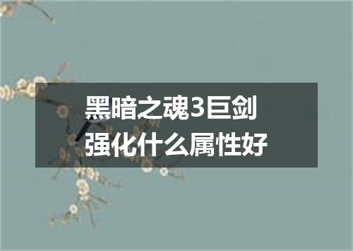 黑暗之魂3巨剑强化什么属性好