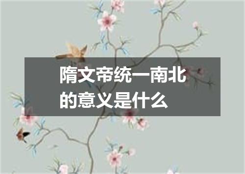 隋文帝统一南北的意义是什么