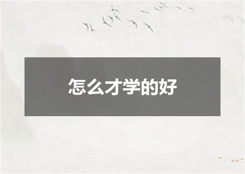 怎么才学的好