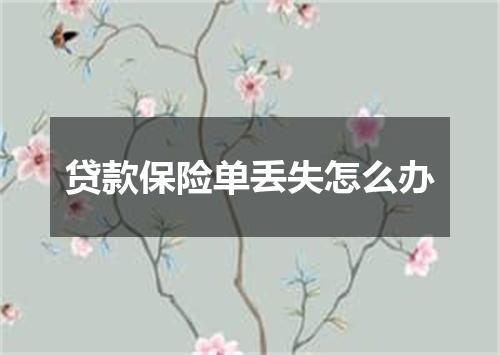 贷款保险单丢失怎么办