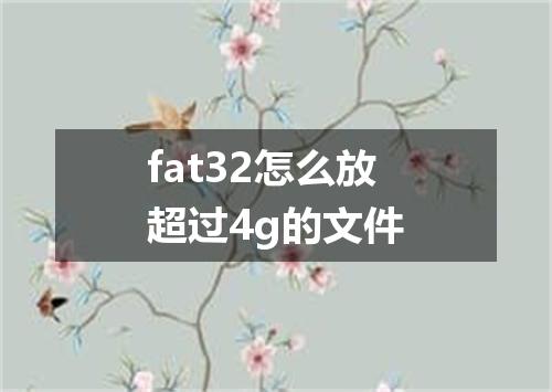 fat32怎么放超过4g的文件