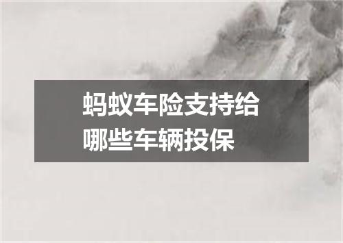 蚂蚁车险支持给哪些车辆投保