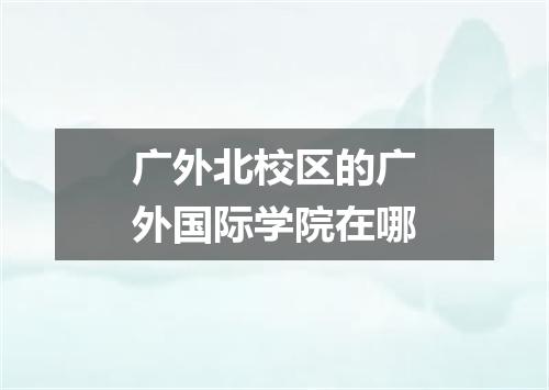 广外北校区的广外国际学院在哪