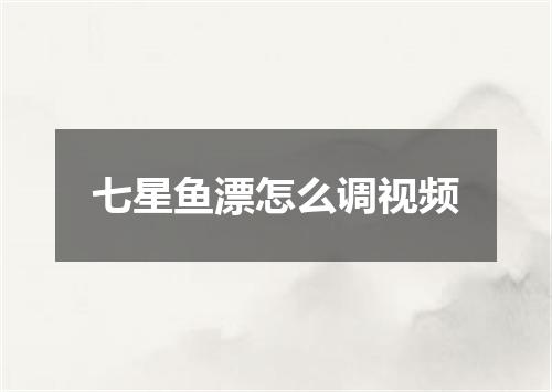 七星鱼漂怎么调视频