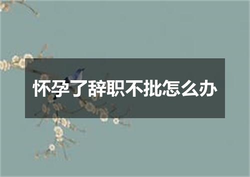 怀孕了辞职不批怎么办