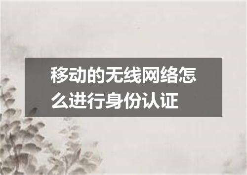 移动的无线网络怎么进行身份认证