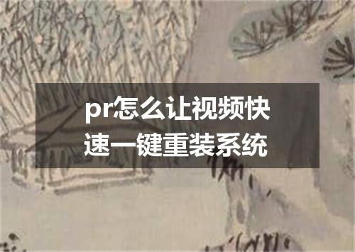 pr怎么让视频快速一键重装系统