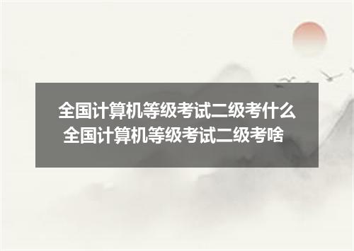 全国计算机等级考试二级考什么 全国计算机等级考试二级考啥