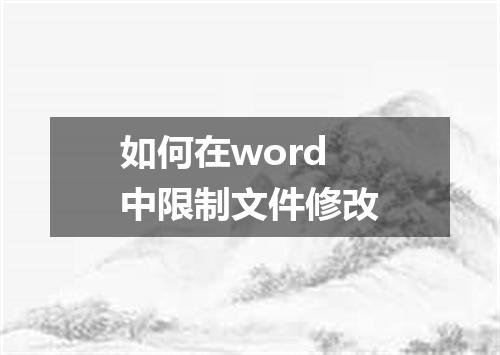 如何在word中限制文件修改