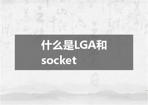 什么是LGA和socket