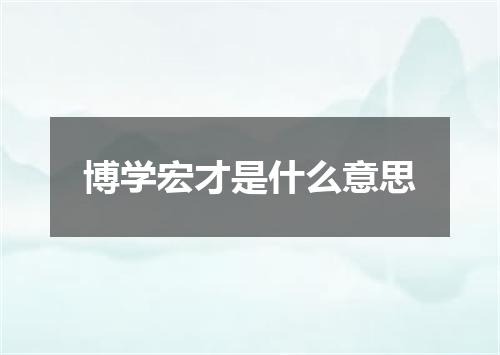 博学宏才是什么意思
