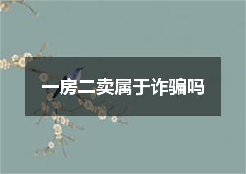 一房二卖属于诈骗吗