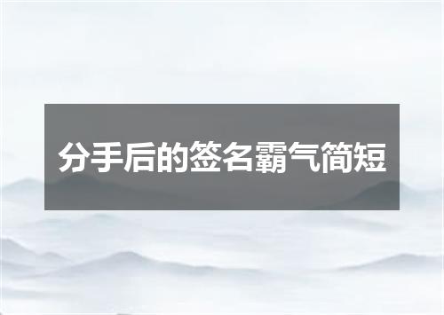 分手后的签名霸气简短