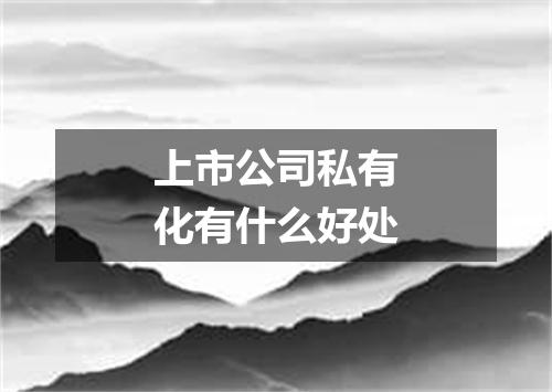 上市公司私有化有什么好处
