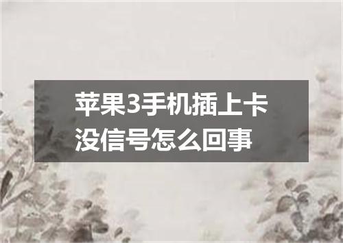 苹果3手机插上卡没信号怎么回事
