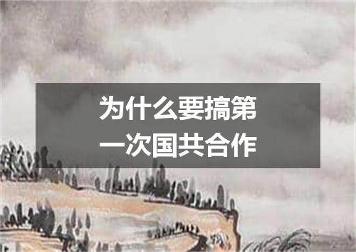 为什么要搞第一次国共合作