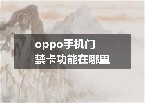 oppo手机门禁卡功能在哪里