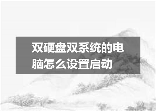 双硬盘双系统的电脑怎么设置启动