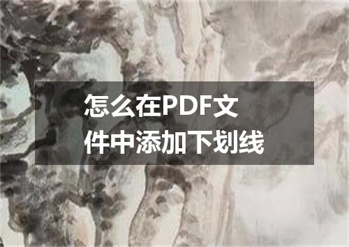 怎么在PDF文件中添加下划线
