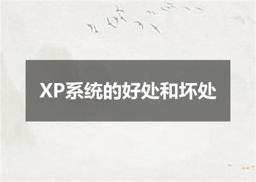 XP系统的好处和坏处