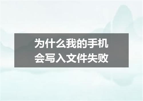 为什么我的手机会写入文件失败